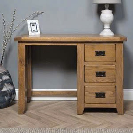 Rustic Oak - 45cm : Bàn Làm Việc Gỗ Sồi + 3 Ngăn Kéo